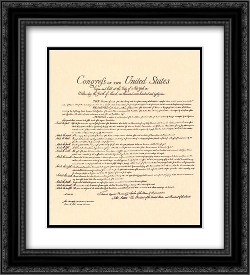 Bill of Rights (Document) 18x20 Black Ornate Wood Framed Art Print Poster with Double Matting by American History
