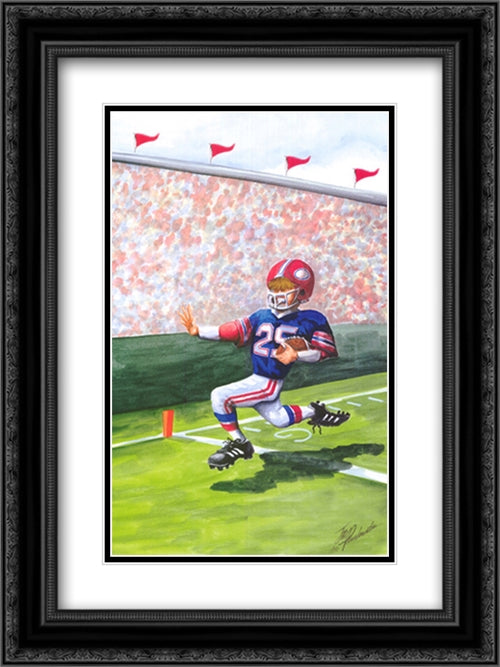 Touchdown 17x23 Black Ornate Wood Framed Art Print Poster with Double Matting by Throckmorton, Jay