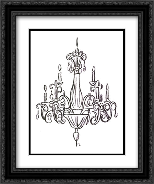 Graphic Chandelier I 17x23 Black Ornate Wood Framed Art Print Poster with Double Matting by Harper, Ethan