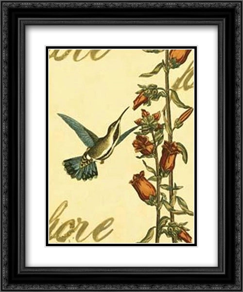 Peaceful Hummingbird I 17x23 Black Ornate Wood Framed Art Print Poster with Double Matting