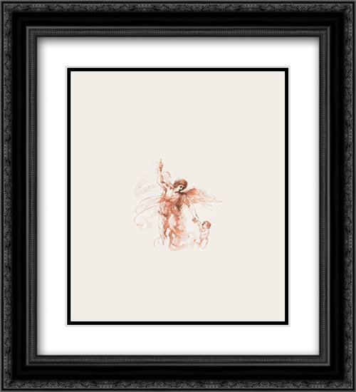Guardian Angel 2x Matted 20x24 Black Ornate Wood Framed Art Print Poster with Double Matting by Goldman, Stephanie