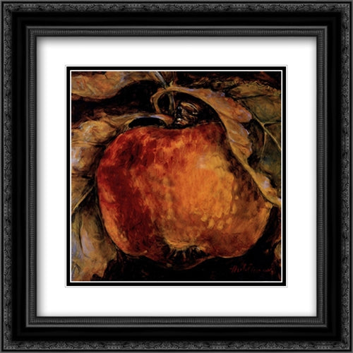 Red Apple 16x16 Black Ornate Wood Framed Art Print Poster with Double Matting by Etienne, Nicole