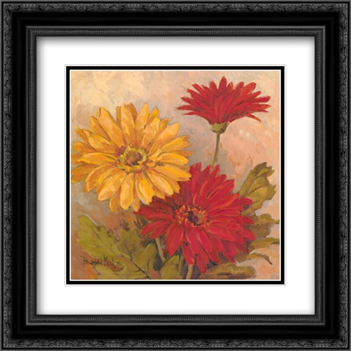Gerber Daisies II 17x17 Black Ornate Wood Framed Art Print Poster with Double Matting by Mock, Barbara