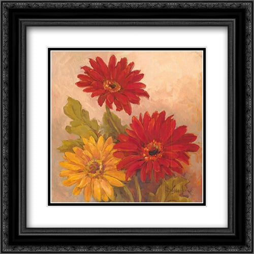 Gerber Daisies I 17x17 Black Ornate Wood Framed Art Print Poster with Double Matting by Mock, Barbara