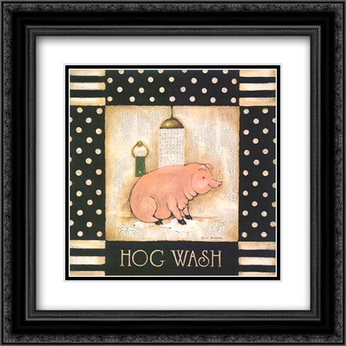 Hog Wash 16x16 Black Ornate Wood Framed Art Print Poster with Double Matting by Bachman, Cat