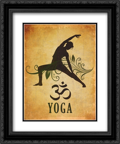 Yoga 2x Matted 20x24 Black Ornate Wood Framed Art Print Poster with Double Matting