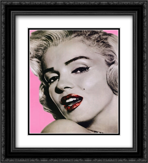 Marilyn Monroe: Lips 2x Matted 20x24 Black Ornate Wood Framed Art Print Poster with Double Matting