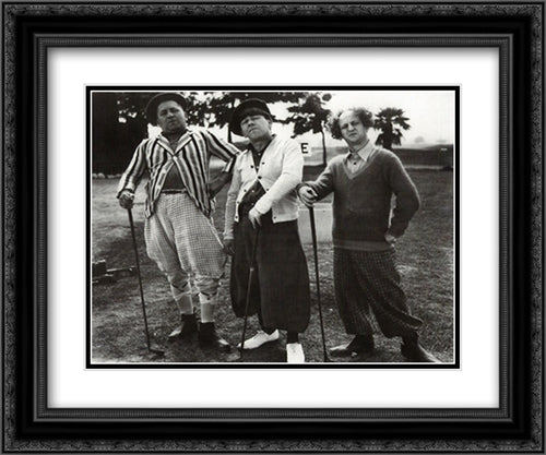 Three Stooges Golf With Friend 24x20 Black Ornate Wood Framed Movie Poster with Double Matting