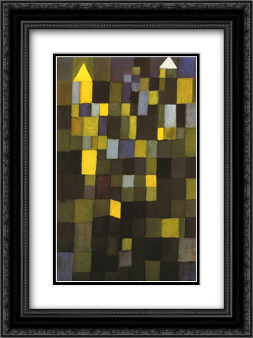 Architektur 16x20 Black Ornate Wood Framed Art Print Poster with Double Matting by Klee, Paul