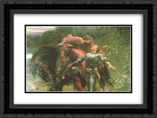 La Belle Dame Sans Merci 20x16 Black Ornate Wood Framed Art Print Poster with Double Matting by Dicksee, Frank