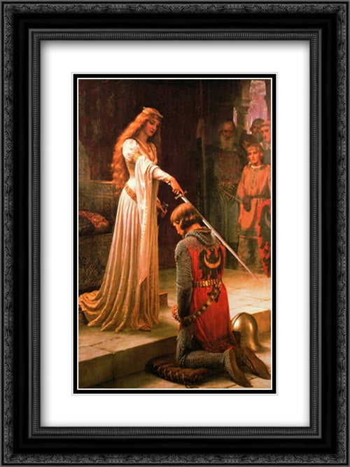 The Accolade 2x Matted 20x24 Black Ornate Wood Framed Art Print Poster with Double Matting by Leighton, Edmund Blair