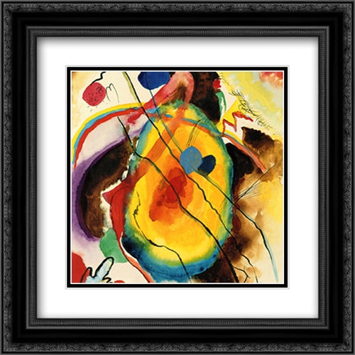 Study For A Panel 2x Matted 20x20 Black Ornate Wood Framed Art Print Poster with Double Matting by Kandinsky, Wassily