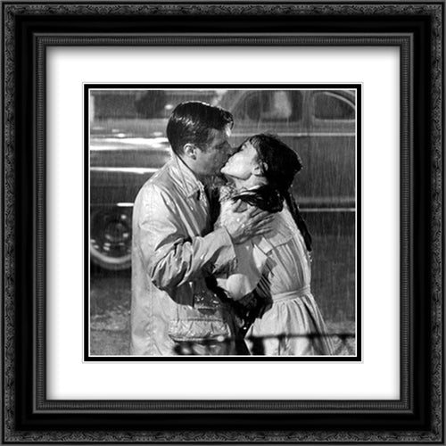 Audrey Hepburn: Breakfast 2x Matted 20x20 Black Ornate Wood Framed Art Print Poster with Double Matting