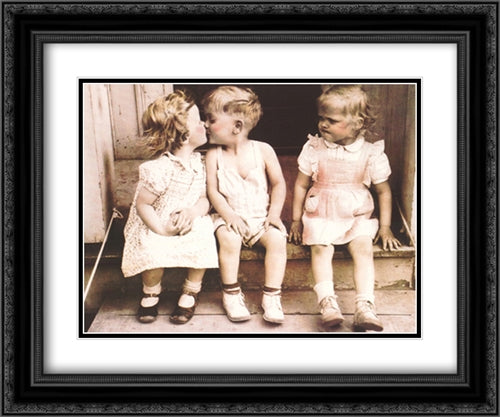Il Bacio 2x Matted 24x20 Black Ornate Wood Framed Art Print Poster with Double Matting by Baldwin, Furman