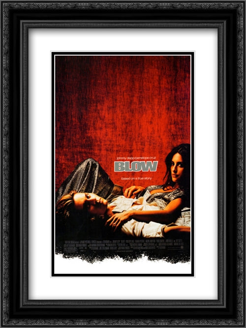 Blow 18x24 Black Ornate Wood Framed Movie Poster with Double Matting