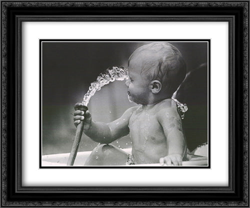 Little Squirt 2x Matted 20x24 Black Ornate Wood Framed Art Print Poster with Double Matting by DeGruccio, Paul