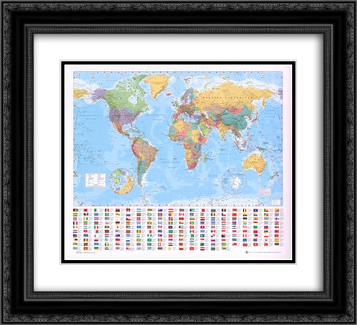 World Map 05/06 2x Matted 24x20 Black Ornate Wood Framed Art Print Poster with Double Matting