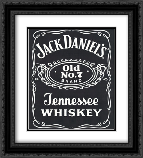 Jack Daniel's (Label) 2x Matted 20x24 Black Ornate Wood Framed Art Print Poster with Double Matting