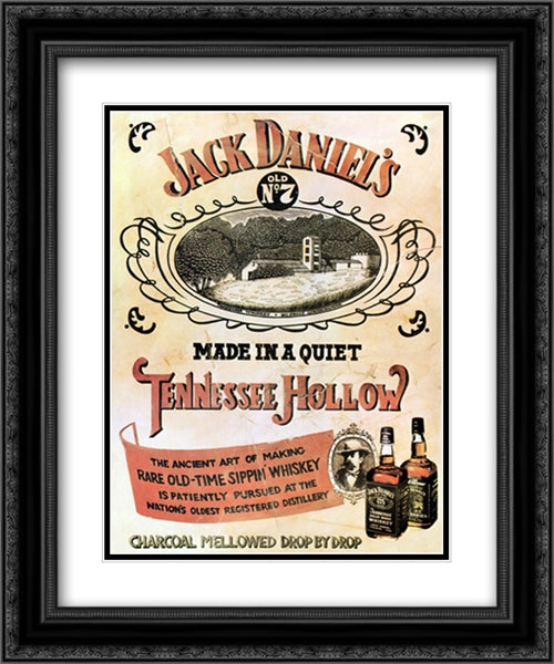 Jack Daniel's (Distillery) 2x Matted 20x24 Black Ornate Wood Framed Art Print Poster with Double Matting