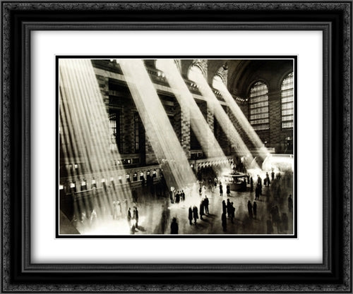 Grand Central Station, New York City, c.1934 2x Matted 24x20 Black Ornate Wood Framed Art Print Poster with Double Matting