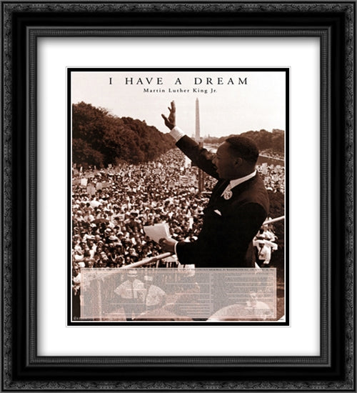 Martin Luther King 2x Matted 20x24 Black Ornate Wood Framed Art Print Poster with Double Matting