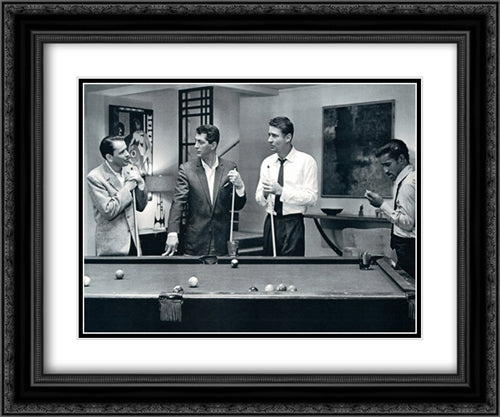 The Rat Pack - Pool 2x Matted 24x20 Black Ornate Wood Framed Art Print Poster with Double Matting