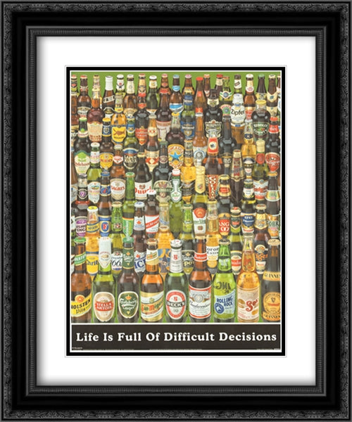 Beer Bottles 2x Matted 20x24 Black Ornate Wood Framed Art Print Poster with Double Matting