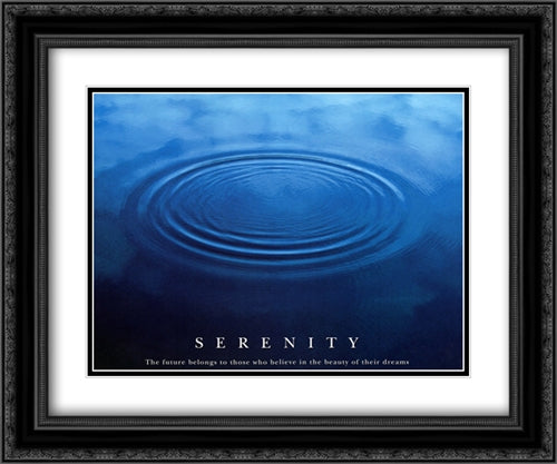 Serenity 2x Matted 24x20 Black Ornate Wood Framed Art Print Poster with Double Matting