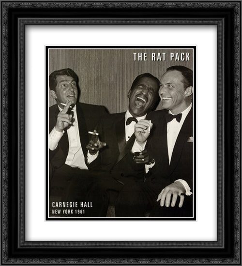 The Rat Pack 2x Matted 20x24 Black Ornate Wood Framed Art Print Poster with Double Matting