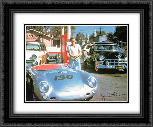 James Dean (Car) 2x Matted 24x20 Black Ornate Wood Framed Art Print Poster with Double Matting