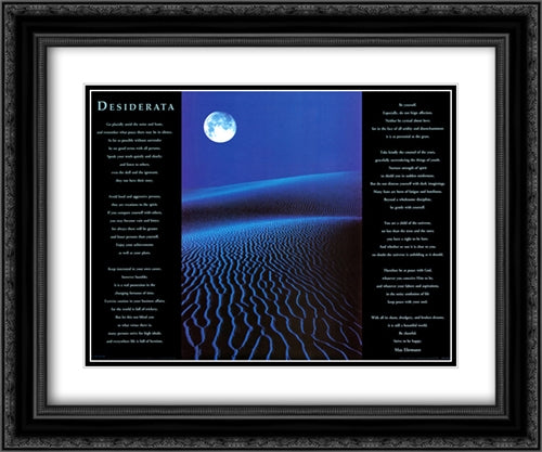 Desiderata 2x Matted 24x20 Black Ornate Wood Framed Art Print Poster with Double Matting