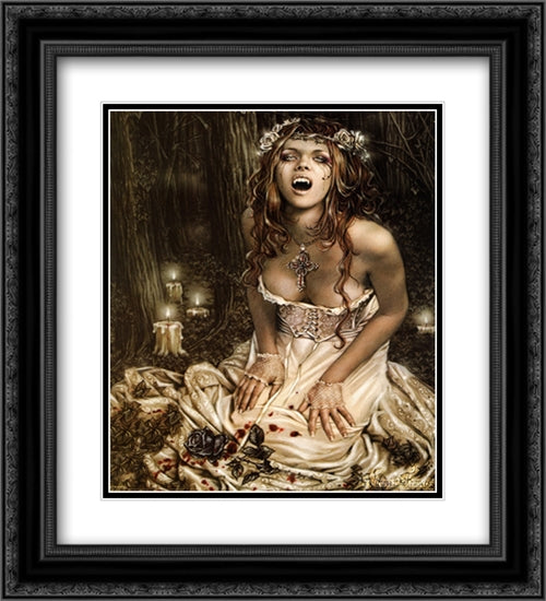 Vampire Girl 2x Matted 20x24 Black Ornate Wood Framed Art Print Poster with Double Matting by Frances, Victoria