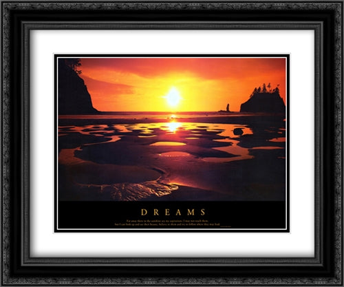 Dreams 2x Matted 24x20 Black Ornate Wood Framed Art Print Poster with Double Matting