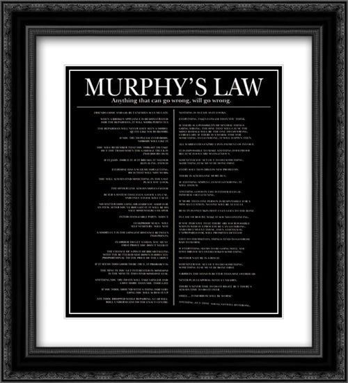 Murphy's Law 2x Matted 20x24 Black Ornate Wood Framed Art Print Poster with Double Matting