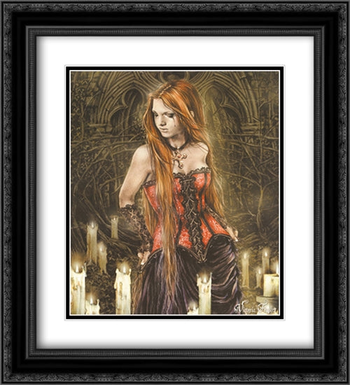 Red Basque 2x Matted 20x24 Black Ornate Wood Framed Art Print Poster with Double Matting by Frances, Victoria