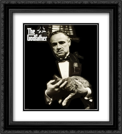 The Godfather Cat B/W 20x22 Black Ornate Wood Framed Movie Poster with Double Matting