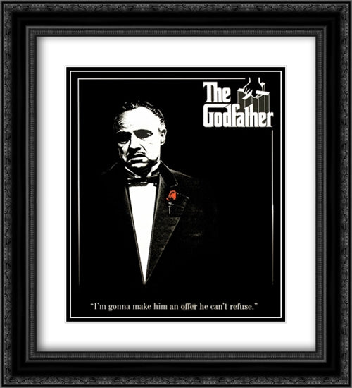 The Godfather Red Rose 20x22 Black Ornate Wood Framed Movie Poster with Double Matting