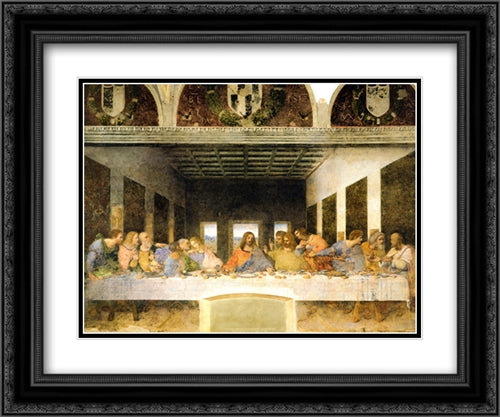 Last Supper 2x Matted 24x20 Black Ornate Wood Framed Art Print Poster with Double Matting by da Vinci, Leonardo