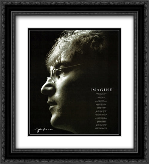 John Lennon Imagine 2x Matted 20x24 Black Ornate Wood Framed Art Print Poster with Double Matting