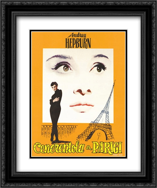 Audrey Hepburn: Funny Face 2x Matted 20x24 Black Ornate Wood Framed Art Print Poster with Double Matting