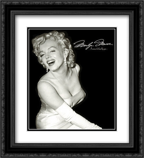 Marilyn Monroe (LovedYou) 2x Matted 20x24 Black Ornate Wood Framed Art Print Poster with Double Matting