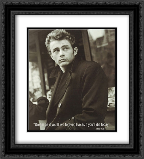 James Dean (Live As If) 2x Matted 20x24 Black Ornate Wood Framed Art Print Poster with Double Matting