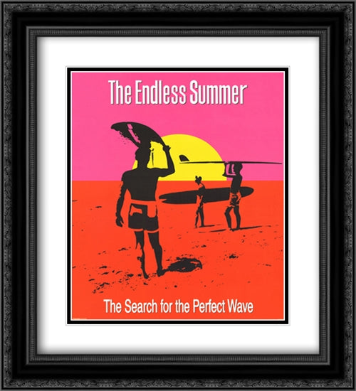 The Endless Summer 2x Matted 20x24 Black Ornate Wood Framed Art Print Poster with Double Matting