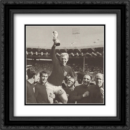 England 1966 World Cup Winner 2x Matted 20x20 Black Ornate Wood Framed Art Print Poster with Double Matting