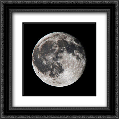 The Moon 2x Matted 20x20 Black Ornate Wood Framed Art Print Poster with Double Matting