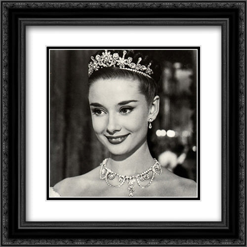 Audrey Hepburn (Princess) 2x Matted 20x20 Black Ornate Wood Framed Art Print Poster with Double Matting