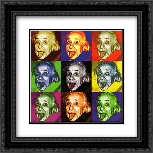 Albert Einstein (Pop Art) 2x Matted 20x20 Black Ornate Wood Framed Art Print Poster with Double Matting