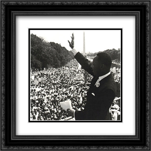 Martin Luther King Jr 2x Matted 20x20 Black Ornate Wood Framed Art Print Poster with Double Matting