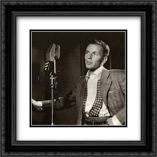 Frank Sinatra (Young) 2x Matted 20x20 Black Ornate Wood Framed Art Print Poster with Double Matting