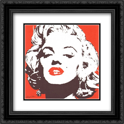 Marilyn Monroe (Red) 2x Matted 20x20 Black Ornate Wood Framed Art Print Poster with Double Matting